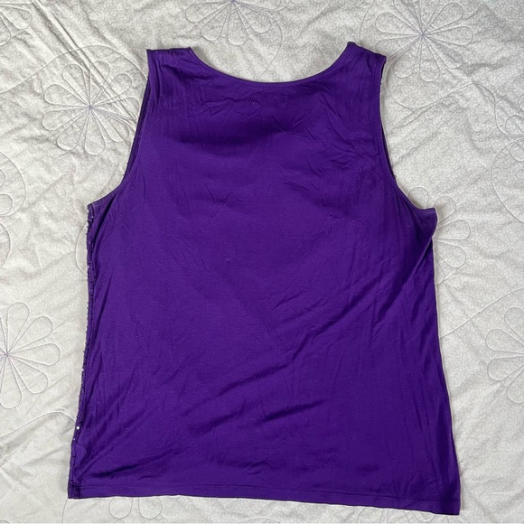 Charter Club purple sequin tank blouse with cowl neck women’s size large - Picture 2 of 4